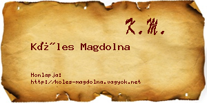 Köles Magdolna névjegykártya